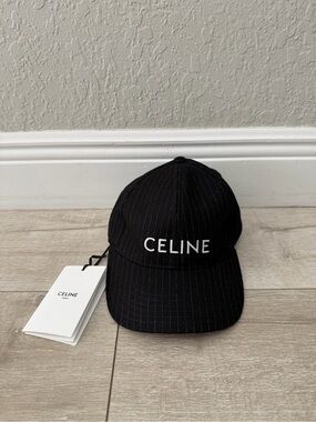 Celine Black Pinstripe Logo Baseball adjustable Cap Adult Unisex